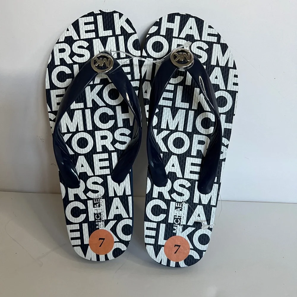 MICHAEL KORS Flip Flop MK Logo Jet-Set Sandals signature charm - Picture 2 of 5